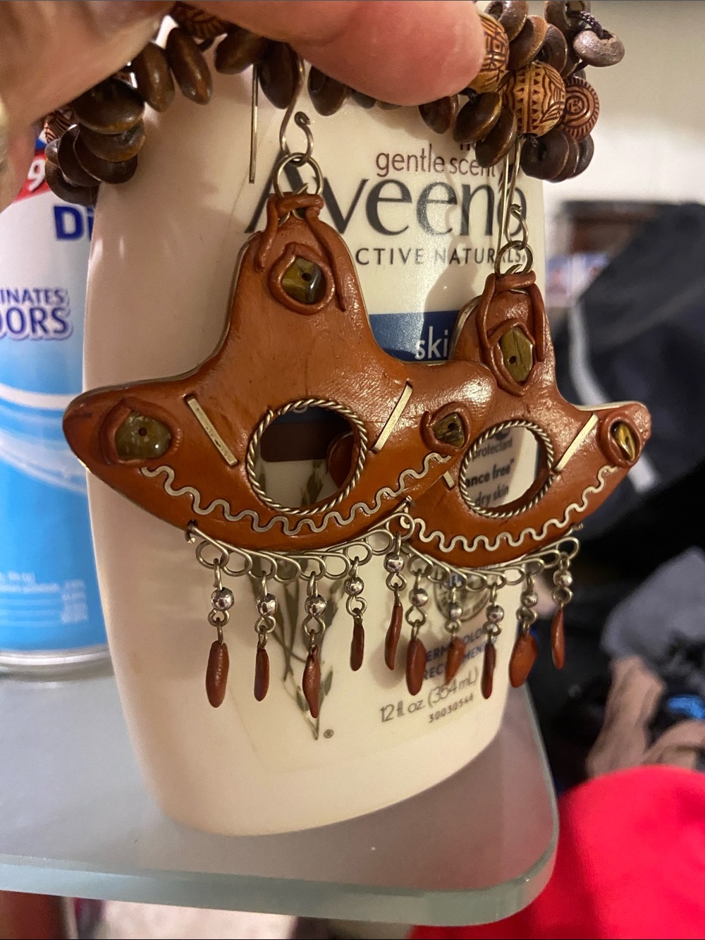 Handcrafted Brown Dangle Statement Earrings - Boho Chic